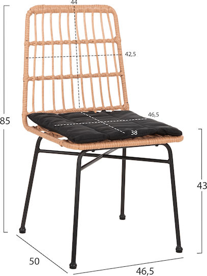 Chair Allegra Black / Beige 46.5x25x85cm Chair Allegra Black / Beige 46.5x25x85cm