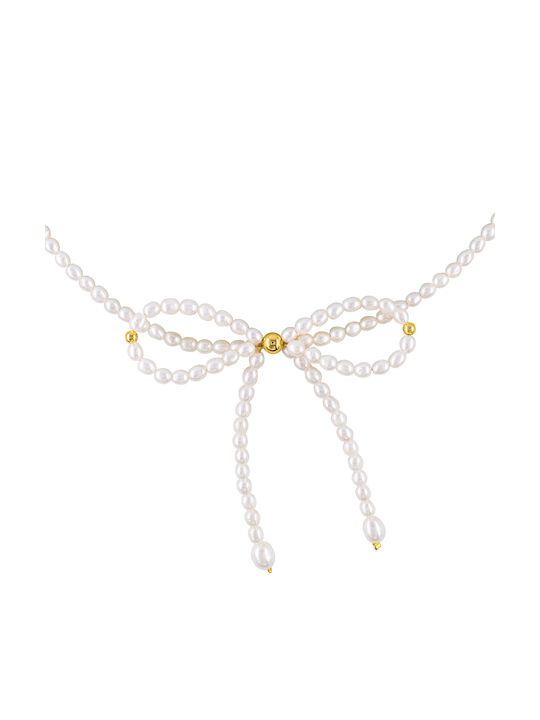 Necklace 14K Gold Elements White Pearls F125513