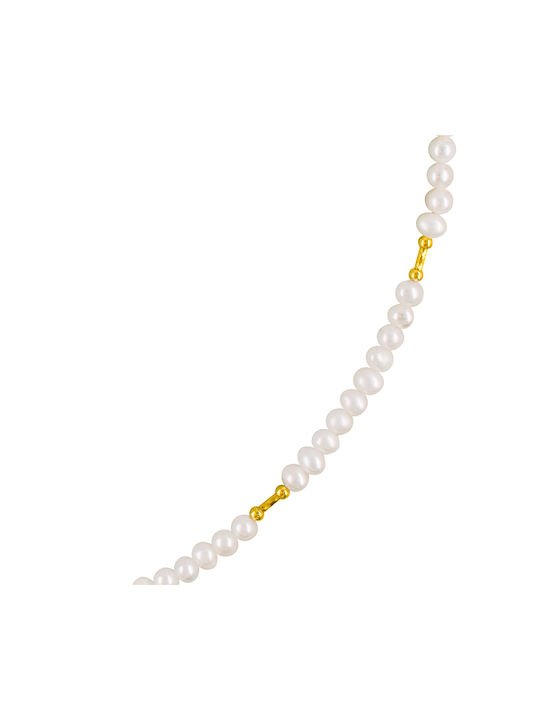 Necklace K18 K14 Gold Elements White Pearls F125510