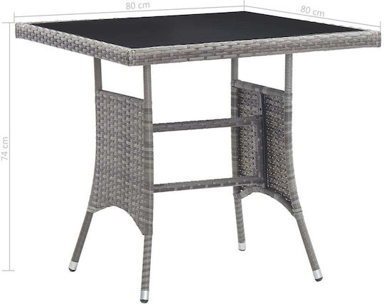 Outdoor Dinner Free Standing Rattan Table Natural 80x80x74cm