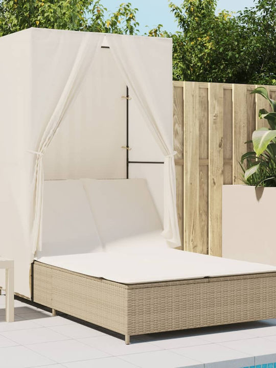 Liegestuhl Doppelter Rattan mit Kissen 100x197cm.