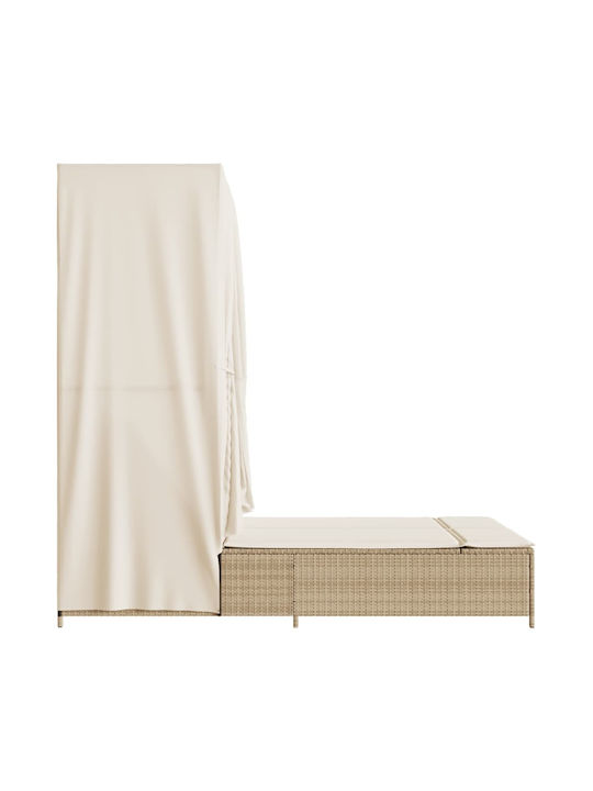 Ξαπλώστρα Διπλή Rattan με Μαξιλάρι Μπεζ 100x197εκ.