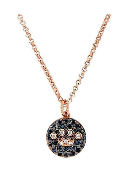 Xryseio Halskette Mit Plan Tiara Aus Rosa Vergoldetem Silber Mit Zirkon Schwarz