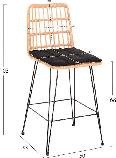 Σκαμπό Μπαρ Rattan Allegra Μαύρο-μπεζ 50x55x103cm Σκαμπό Μπαρ Rattan Allegra Μαύρο-μπεζ 50x55x103cm