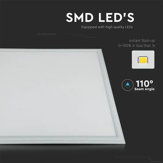V-TAC Τετράγωνο LED Panel 40W με Φυσικό Λευκό Φως 4500K 60x60εκ.