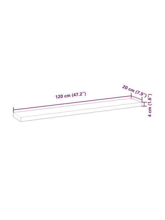 vidaXL Rechteckig Bücherregal aus Massivholz Olive 120x20x4cm 3279591 1Stück