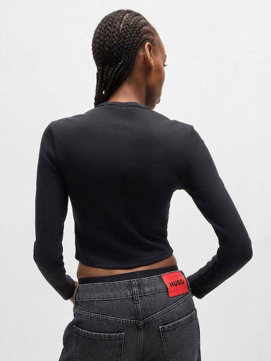 Hugo Boss Γυναικείο Crop Top Μακρυμάνικο Black