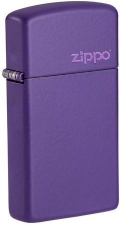 Zippo Slim Matte Logo Αντιανεμικός Αναπτήρας Φλόγας σε Μωβ χρώμα