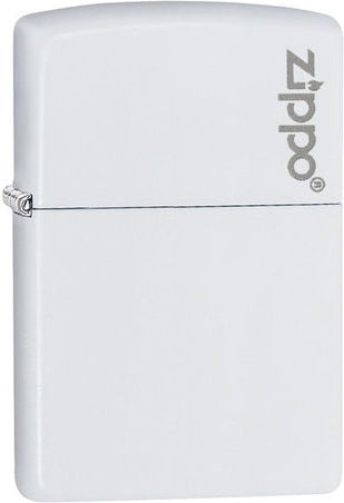 Zippo Classic Matte Logo Brichetă Rezistentă La Vânt Cu Flacără În Culoare Albă