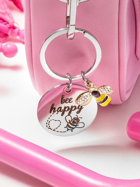 Μεταλλικό Μπρελόκ Bee Happy Μέταλλο 6x3