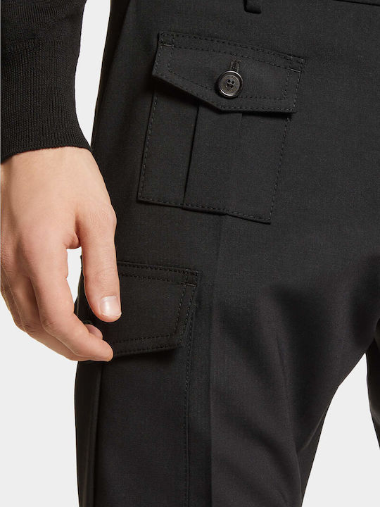 Trousers Cargo Elastic in Regular Fit Black