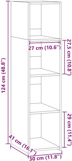 Βιβλιοθήκη Μαύρο 30x41x124εκ.