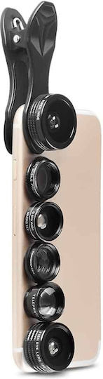 Apexel Telefonkamera-Objektiv-Set Teleobjektiv / Makro / Fisheye / Weitwinkel 1x 1Stück in Schwarz Farbe