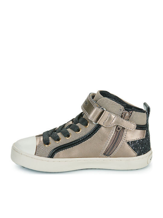 J Kalispera Kids Sneakers High Anatomic with Hoop & Loop Closure Gold