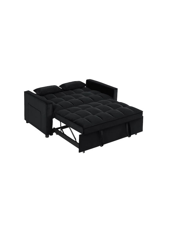 Tempo Doppelsitzer Sofa Bett Samt Schwarz 141x98x77cm E998,2
