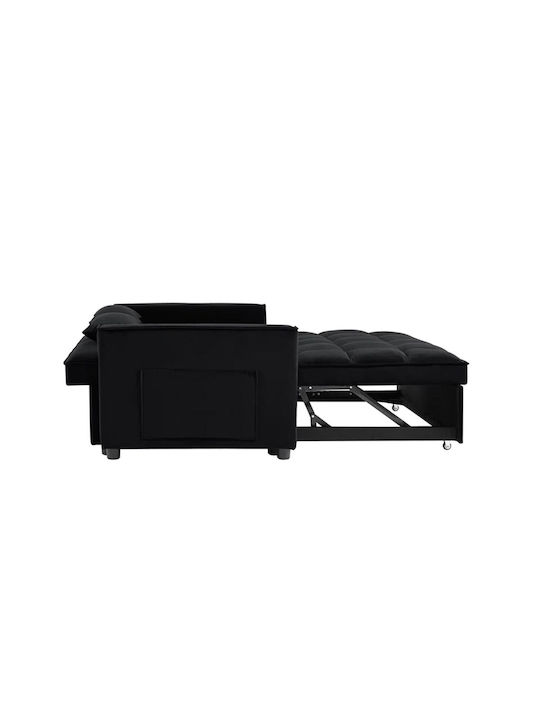 Tempo Doppelsitzer Sofa Bett Samt Schwarz 141x98x77cm E998,2