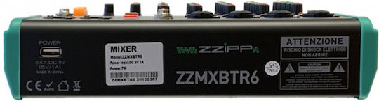 ZZiPP ZZMXBTR6 ZZMXBTR6 Αναλογική Κονσόλα 6 Καναλιών με Phantom Power & 4 Εισόδους XLR & Bluetooth