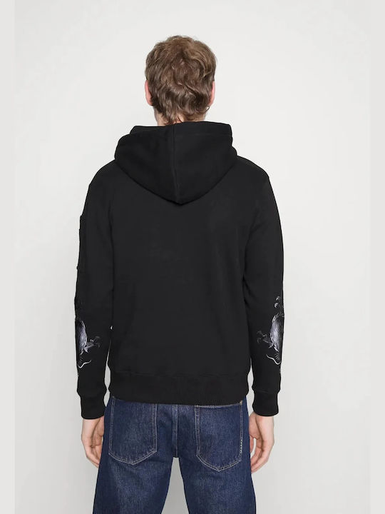 Alpha Industries Hoody Ανδρικό Φούτερ με Κουκούλα Μαύρο