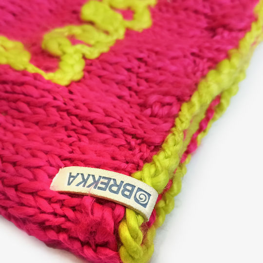 Pom Pom Beanie Unisex Beanie Gestrickt in Fuchsie Farbe