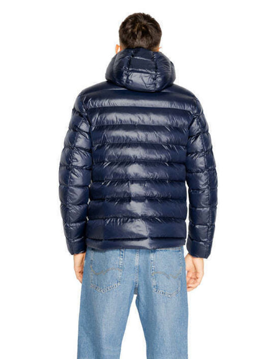 Blauer Herren Winter Jacke Lässig Blau