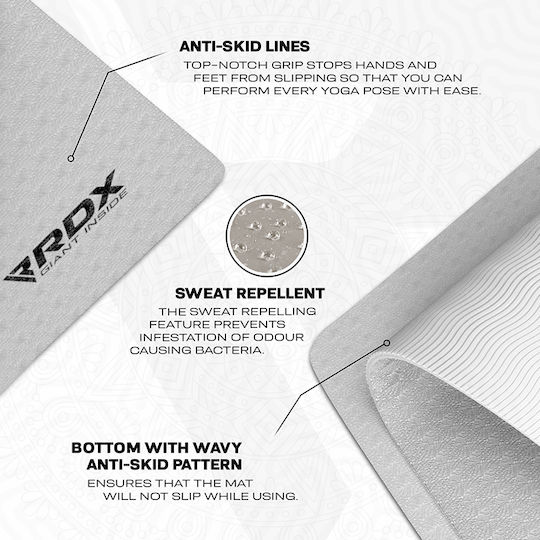 RDX Fitnessmatte Yoga Weiß (183x61x0.6cm)