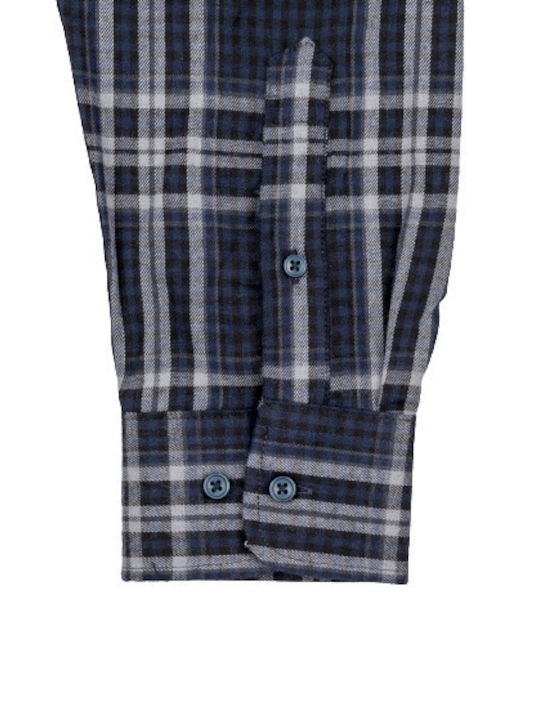 Langärmlig Flanell Hemd Geprüft Blue