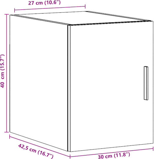 Wall Mounted Living Room Cabinet Made of Particle Board Grey 30x42.5x40cm