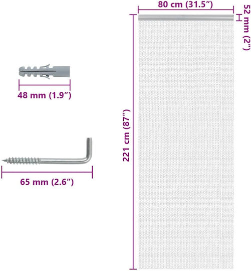 vidaXL Κουρτίνα Πόρτας από Αλουμίνιο Διάφανη 80x221cm 4010010