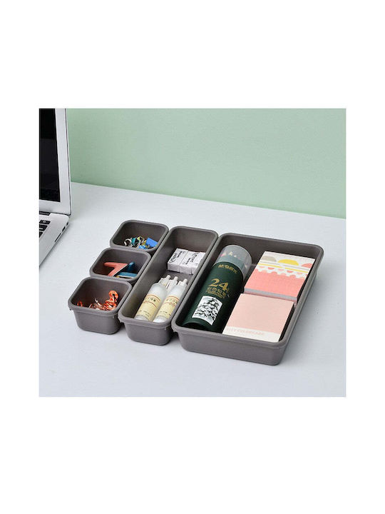 Plastic Cutie de Depozitare cu Capac Gri 23.5x16cm 8buc