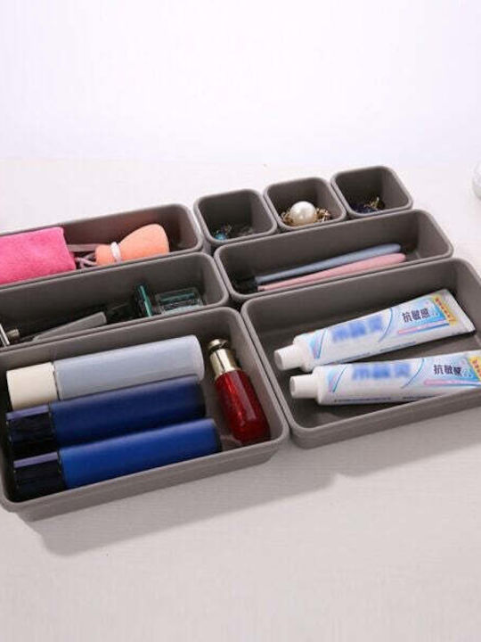 Plastic Cutie de Depozitare cu Capac Gri 23.5x16cm 8buc