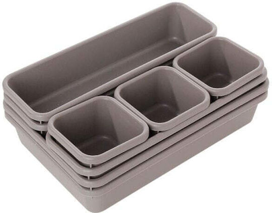 Plastic Cutie de Depozitare cu Capac Gri 23.5x16cm 8buc