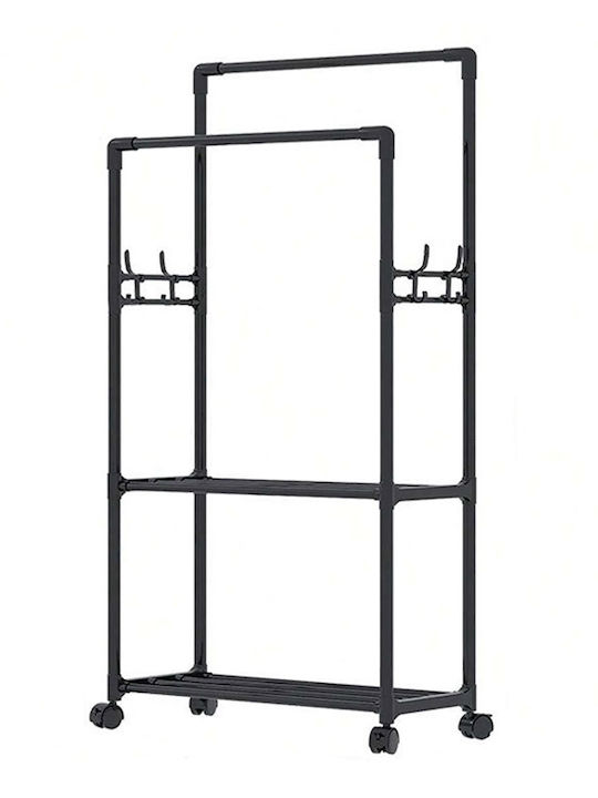 Pe roți Cuier de podea Neagră 60x33x169cm