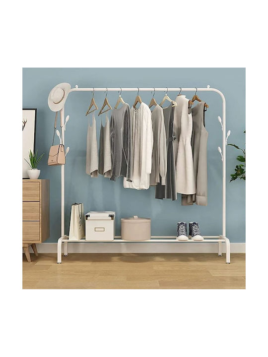Floor Garment Rack made of Metal White 110x40x150cm