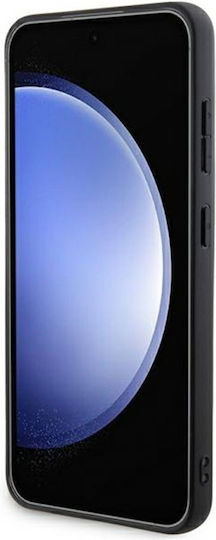 DKNY Leather Mono Stripe & Metal Logo Back Cover Plastic / Piele Negru (Galaxy S24+)
