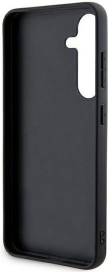DKNY Leather Mono Stripe & Metal Logo Back Cover Plastic / Piele Negru (Galaxy S24+)