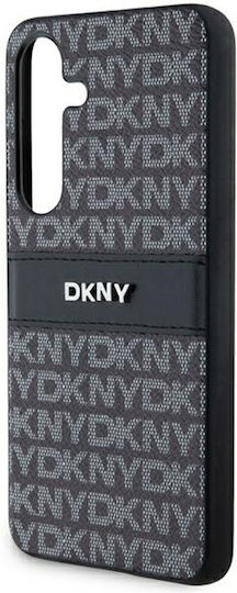 DKNY Leather Mono Stripe & Metal Logo Back Cover Silicon / Plastic Negru (Galaxy S24)