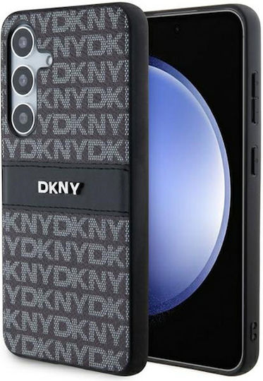 DKNY Leather Mono Stripe & Metal Logo Back Cover Silicon / Plastic Negru (Galaxy S24)