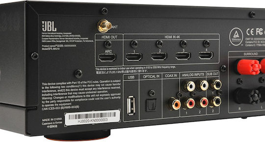 JBL Home Cinema Amplifier 4K/8K 5.2 Channels 75W/8Ω with HDR and Dolby Atmos Silver