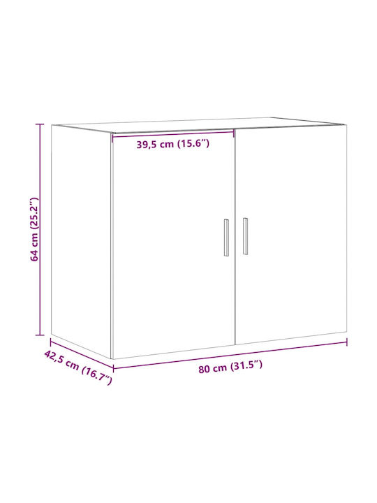 Wall Living Room Cabinet made of Particle Board Oak 80x42.5x64cm