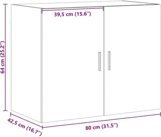 Висящ Шкаф За Дневна От ПДЧ Дъб 80x42.5x64см