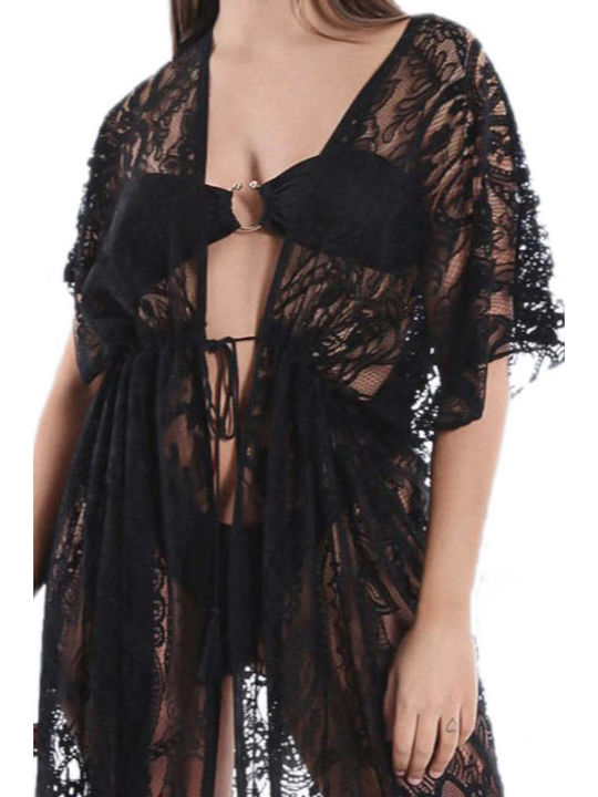 Transparent Lace Pattern Beach Kaftan