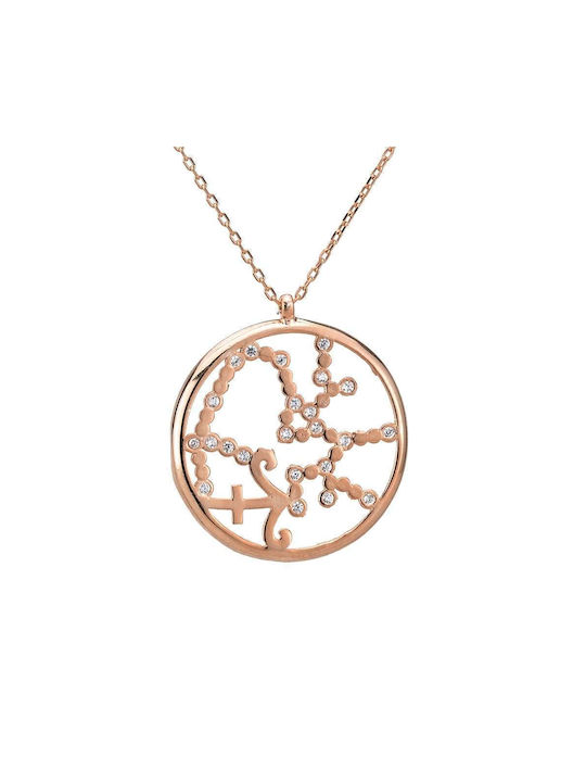 Goldsmith Necklace Zodiac Sign Sagittarius from Pink Gold Plated Silver