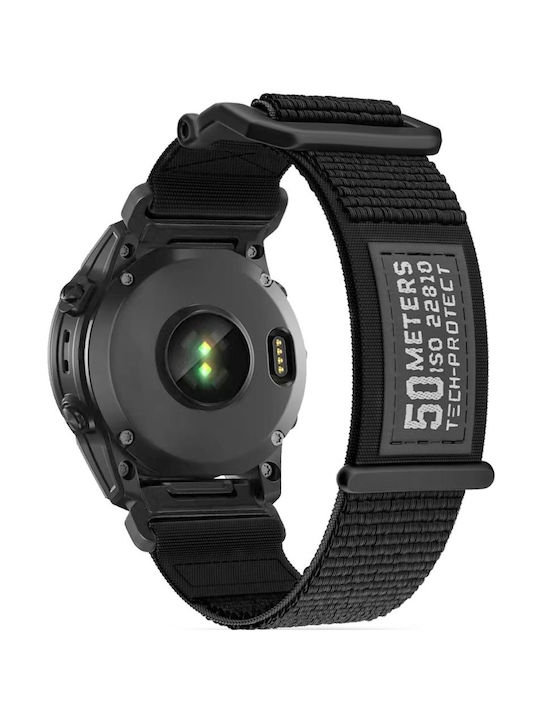 Tech-Protect Scout Λουράκι Υφασμάτινο Μαύρο (Fenix 5 / 5 Plus / 6 / 6 Pro / 7 / 7 Pro / 8 / E (47mm))