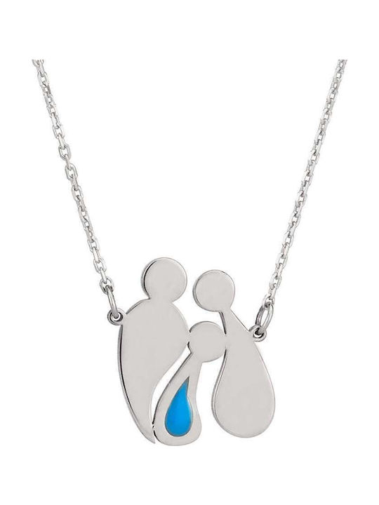 Goldsmith Familien Halskette aus Silber Hellblau