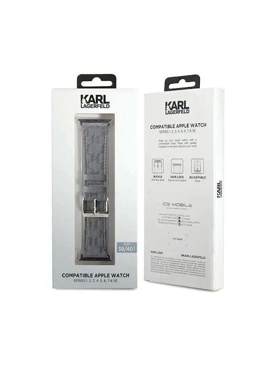Karl Lagerfeld Saffiano Monogram Armband Leder Silber (Apple Watch 38/40/41/42mm)