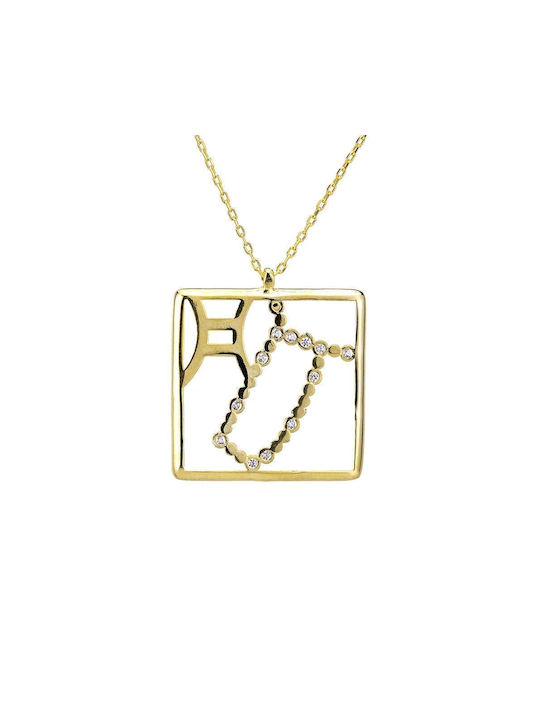 Goldsmith Necklace Zodiac Sign Gemini from Pink Gold Plated Silver