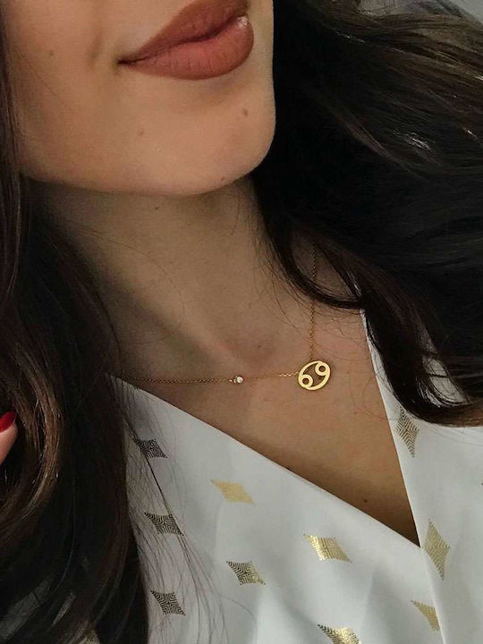 Goldsmith Κολιέ Ζώδιο Ιχθύς από Ροζ Επιχρυσωμένο Ασήμι
