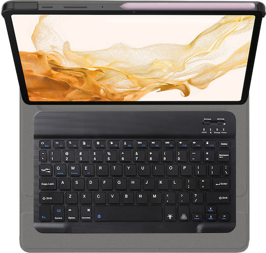 Techsuit Klappdeckel mit Tastatur im Englisch US Schware (Samsung Galaxy TAB S8 Plus)