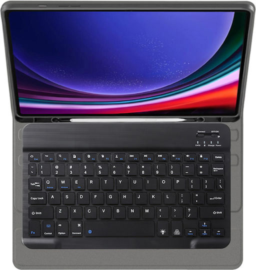 Techsuit Флип Капак с Клавиатура на Английски Език САЩ Черен Samsung Galaxy Tab S9 Plus