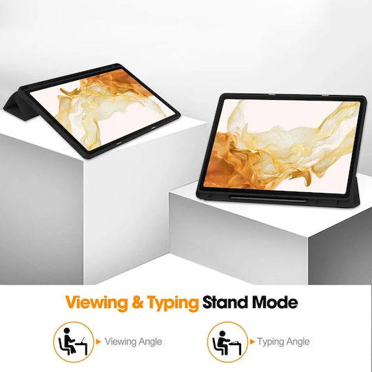 Techsuit Flip Cover Neagră (Samsung Galaxy Tab S7 Plus Samsung Galaxy Tab S8 Plus)